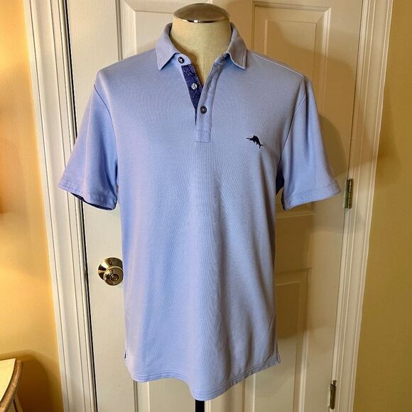 EUC Men's Tommy Bahama Island Zone Party Polo Shirt Blue Size MEDIUM - Picture 1 of 3